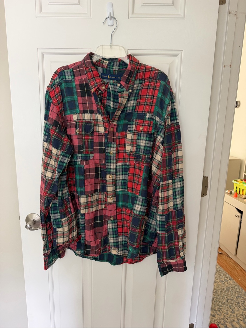 Ralph Lauren Patchwork Shirt Long Sleeve Button Down Madras